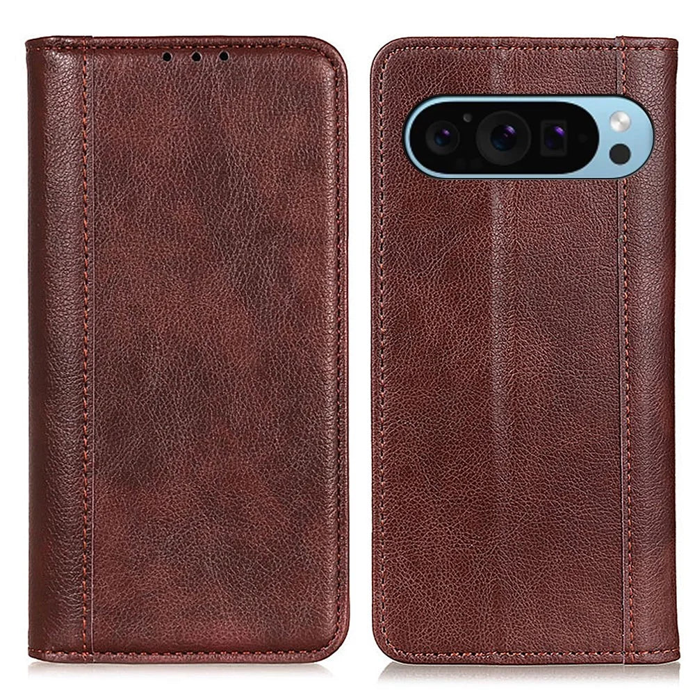 For Google Pixel 10 Pro / 10 / 9 Pro / 9 Cell Phone Case Split Leather Drop-Proof Cover with Wallet Stand - Brown - 1