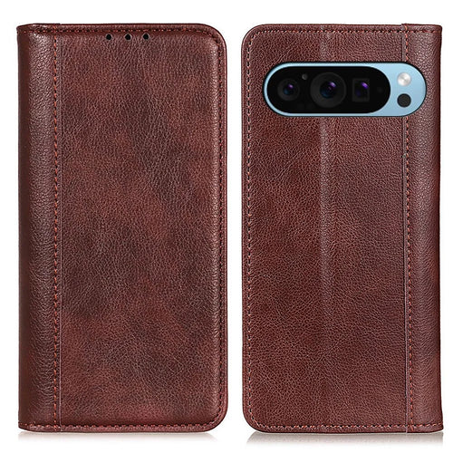 For Google Pixel 10 Pro / 10 / 9 Pro / 9 Cell Phone Case Split Leather Drop-Proof Cover with Wallet Stand - Brown - 1