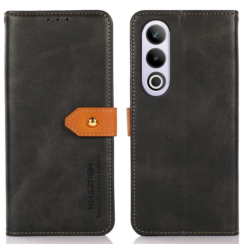 KHAZNEH For OnePlus Nord CE4 5G Magnetic Flip PU Leather Case Cell Phone Stand Cover - Black - 1