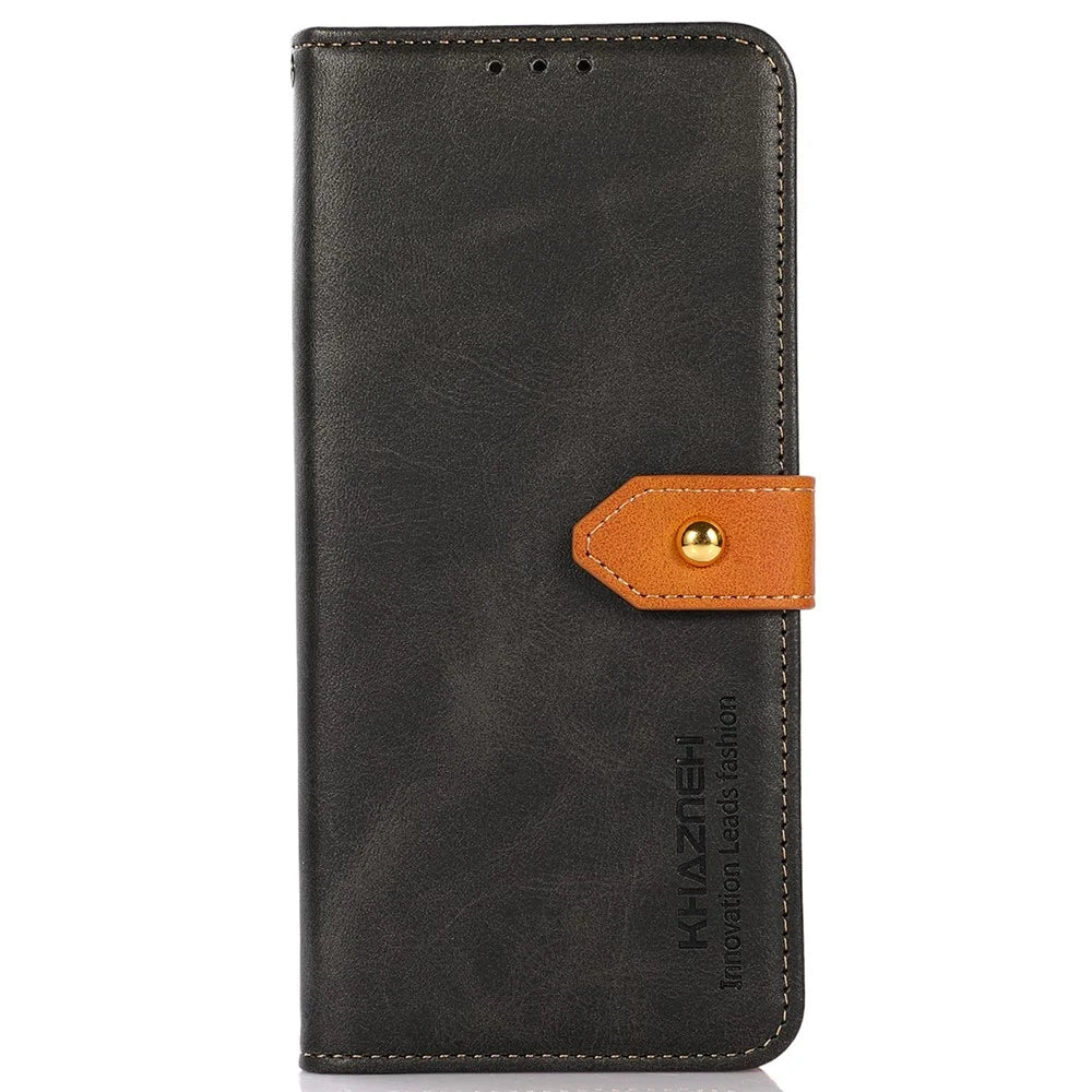 KHAZNEH For OnePlus Nord CE4 5G Magnetic Flip PU Leather Case Cell Phone Stand Cover - Black - 6