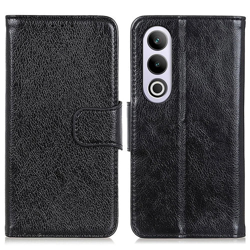 For OnePlus Nord CE4 5G Phone Case Stand Split Leather Nappa Texture Cover - Black - 1