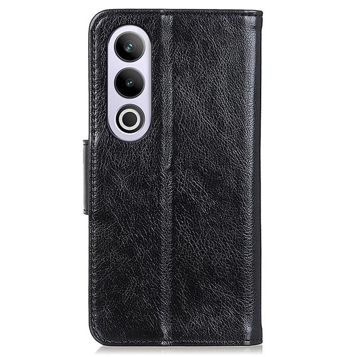 For OnePlus Nord CE4 5G Phone Case Stand Split Leather Nappa Texture Cover - Black - 7