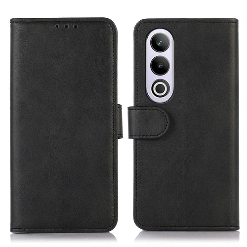 For OnePlus Nord CE4 5G Case PU Leather Cowhide Texture Card Slots Wallet Phone Cover - Black - 1