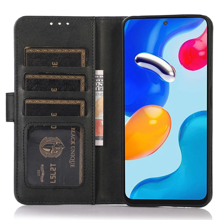 For OnePlus Nord CE4 5G Case PU Leather Cowhide Texture Card Slots Wallet Phone Cover - Black - 2
