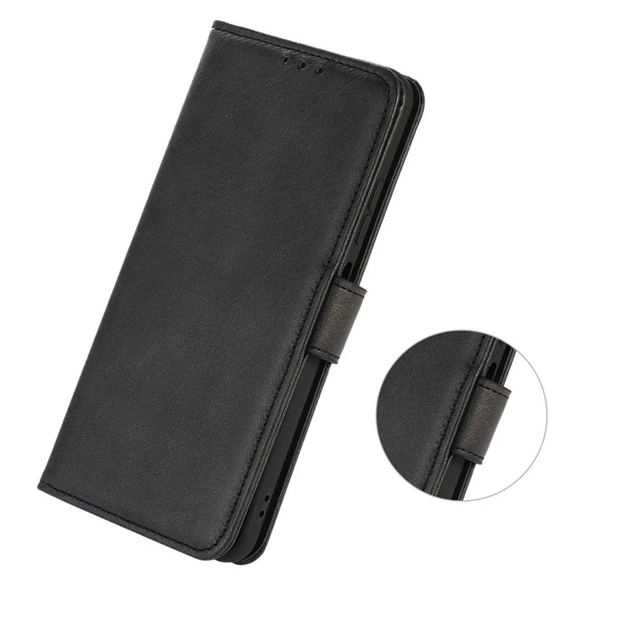 For OnePlus Nord CE4 5G Case PU Leather Cowhide Texture Card Slots Wallet Phone Cover - Black - 5