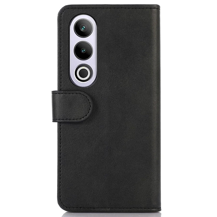 For OnePlus Nord CE4 5G Case PU Leather Cowhide Texture Card Slots Wallet Phone Cover - Black - 7