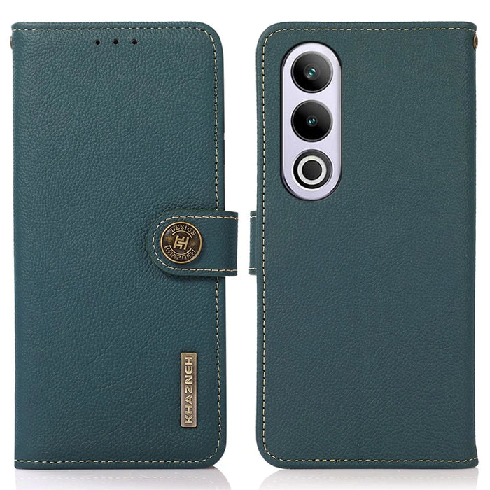 KHAZNEH For OnePlus Nord CE4 5G Case RFID Blocking Anti-Drop Phone Stand Cover - Green - 1