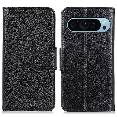 For Google Pixel 10 Pro / 10 / 9 Pro / 9 Phone Case Wallet Stand Split Leather Nappa Texture Shockproof Cover - Black - 1