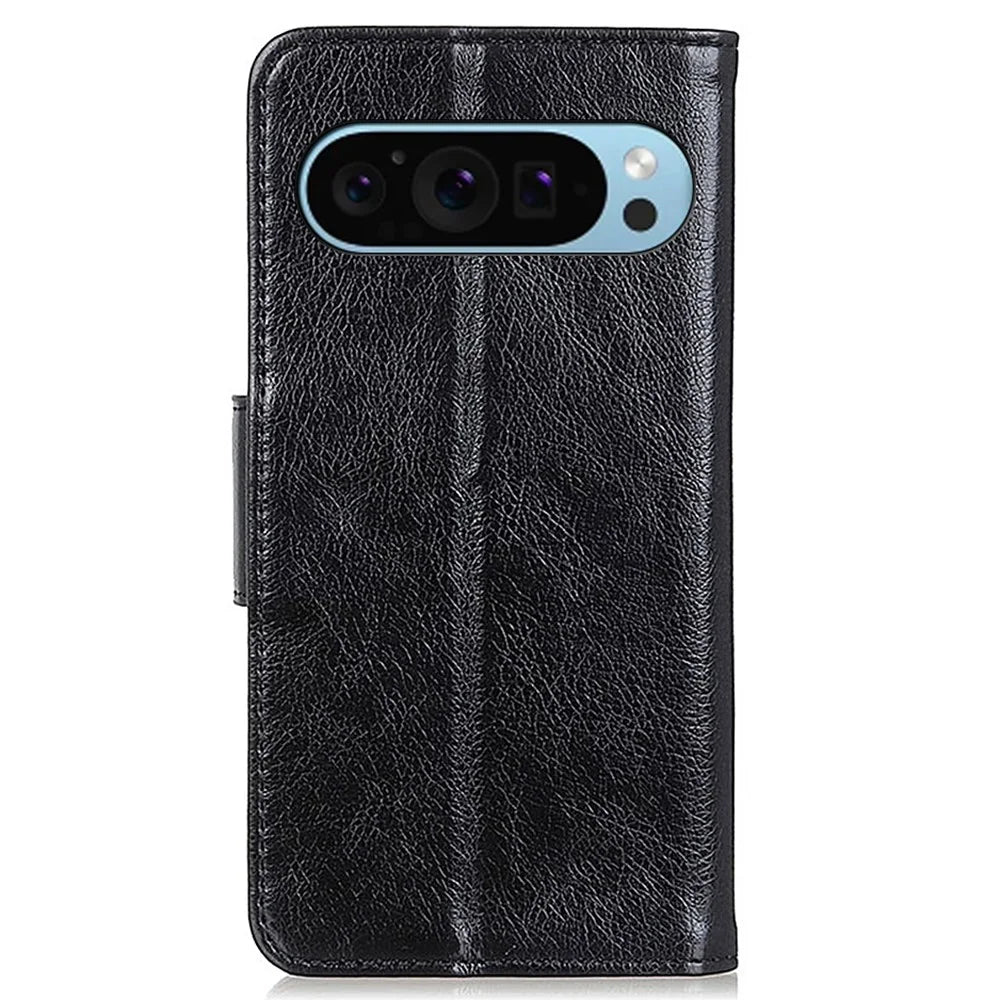 For Google Pixel 10 Pro / 10 / 9 Pro / 9 Phone Case Wallet Stand Split Leather Nappa Texture Shockproof Cover - Black - 7