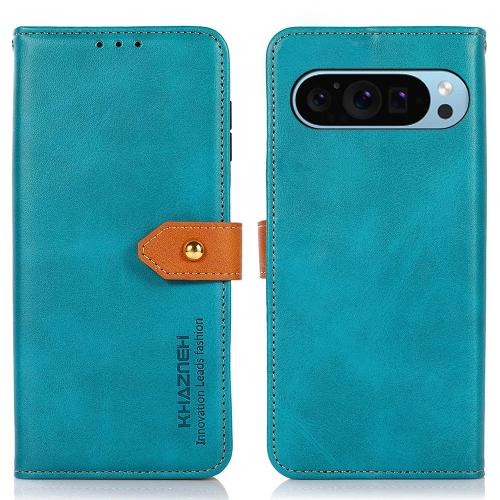 KHAZNEH For Google Pixel 10 Pro / 10 / 9 Pro / 9 Magnetic Flip PU Leather Case Cell Phone Stand Cover - Blue - 1