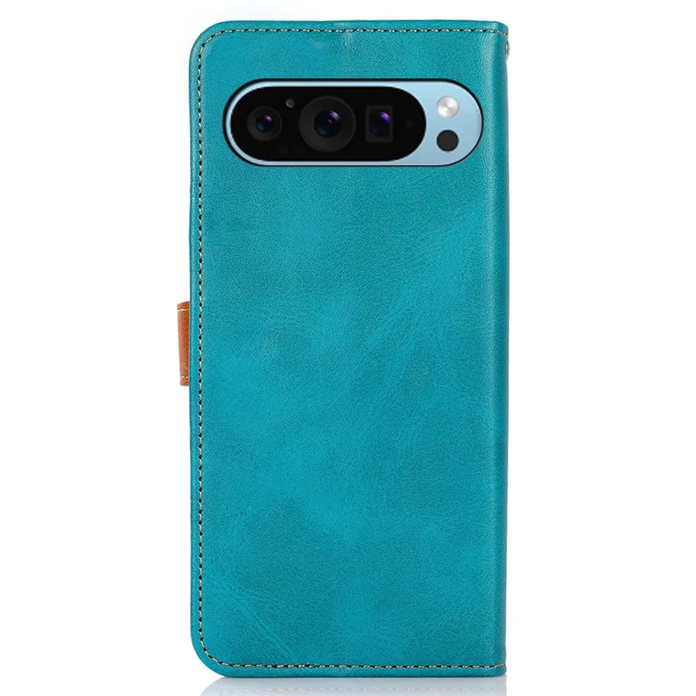 KHAZNEH For Google Pixel 10 Pro / 10 / 9 Pro / 9 Magnetic Flip PU Leather Case Cell Phone Stand Cover - Blue - 7