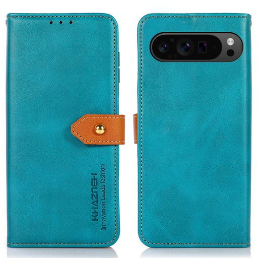 KHAZNEH For Google Pixel 10 Pro XL / 9 Pro XL Case Magnetic Flip PU Leather Stand Phone Cover - Blue - 1