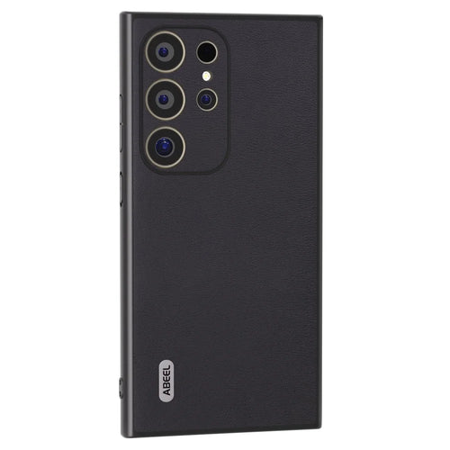 ABEEL For Samsung Galaxy S24 Ultra Case Textured Leather Coated PC+TPU Hybrid Slim Cover - Black - 1