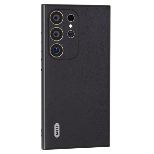 ABEEL For Samsung Galaxy S24 Ultra Case Textured Leather Coated PC+TPU Hybrid Slim Cover - Black - 1
