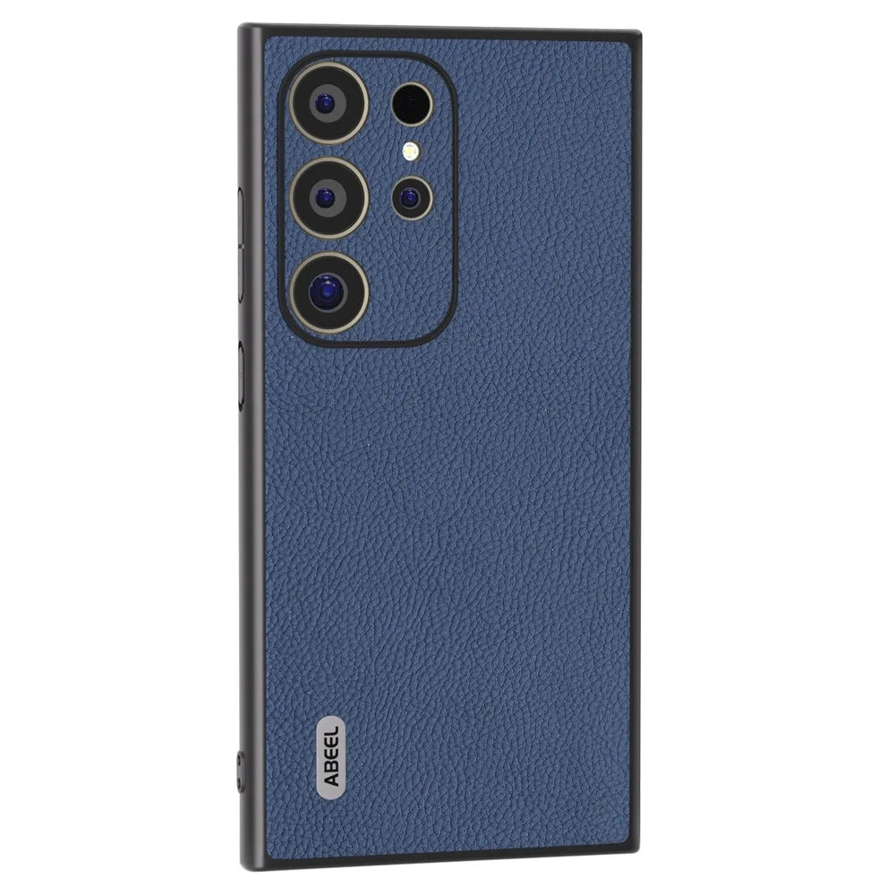 ABEEL For Samsung Galaxy S24 Ultra Case Cowhide Leather Soft TPU Hard PC Hybrid Phone Cover - Blue - 1