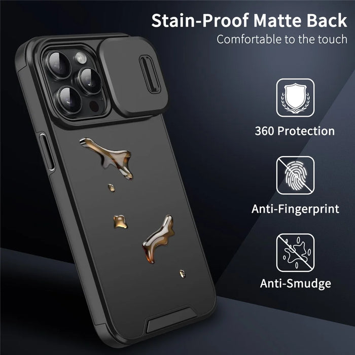 For iPhone 14 Pro Max Case Slide Camera Guard PC+TPU Phone Cover - Black - 5