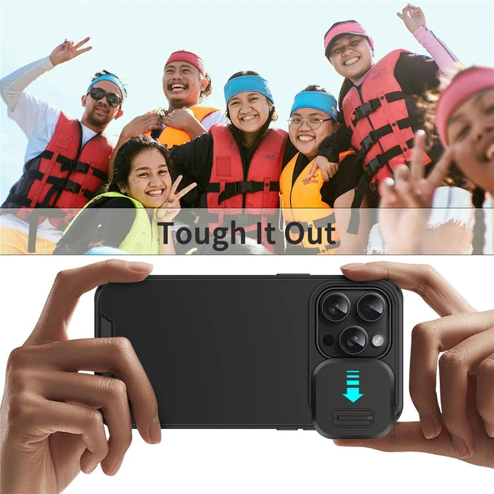 For iPhone 14 Pro Max Case Slide Camera Guard PC+TPU Phone Cover - Black - 7