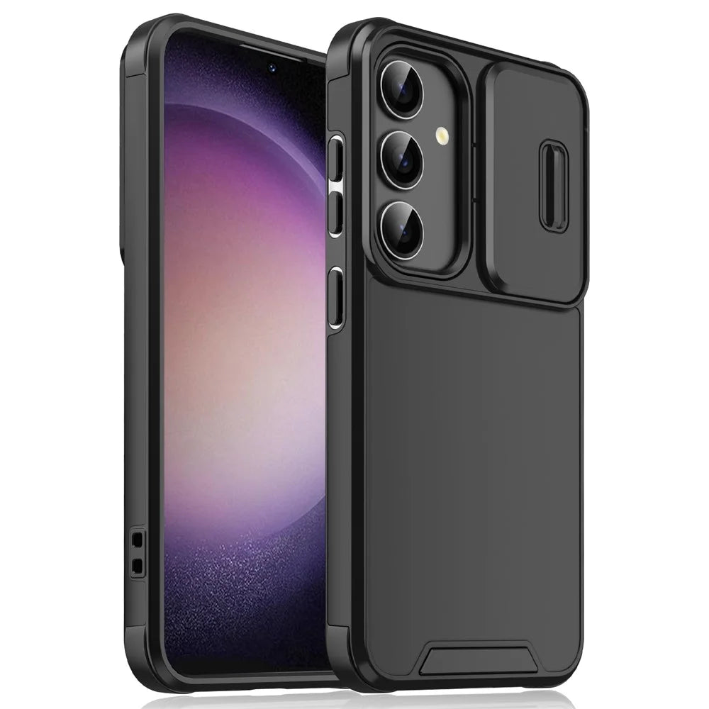 For Samsung Galaxy A54 5G Case PC+TPU Phone Cover with Slide Camera Protection - Black - 1