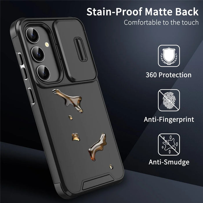 For Samsung Galaxy A54 5G Case PC+TPU Phone Cover with Slide Camera Protection - Black - 6