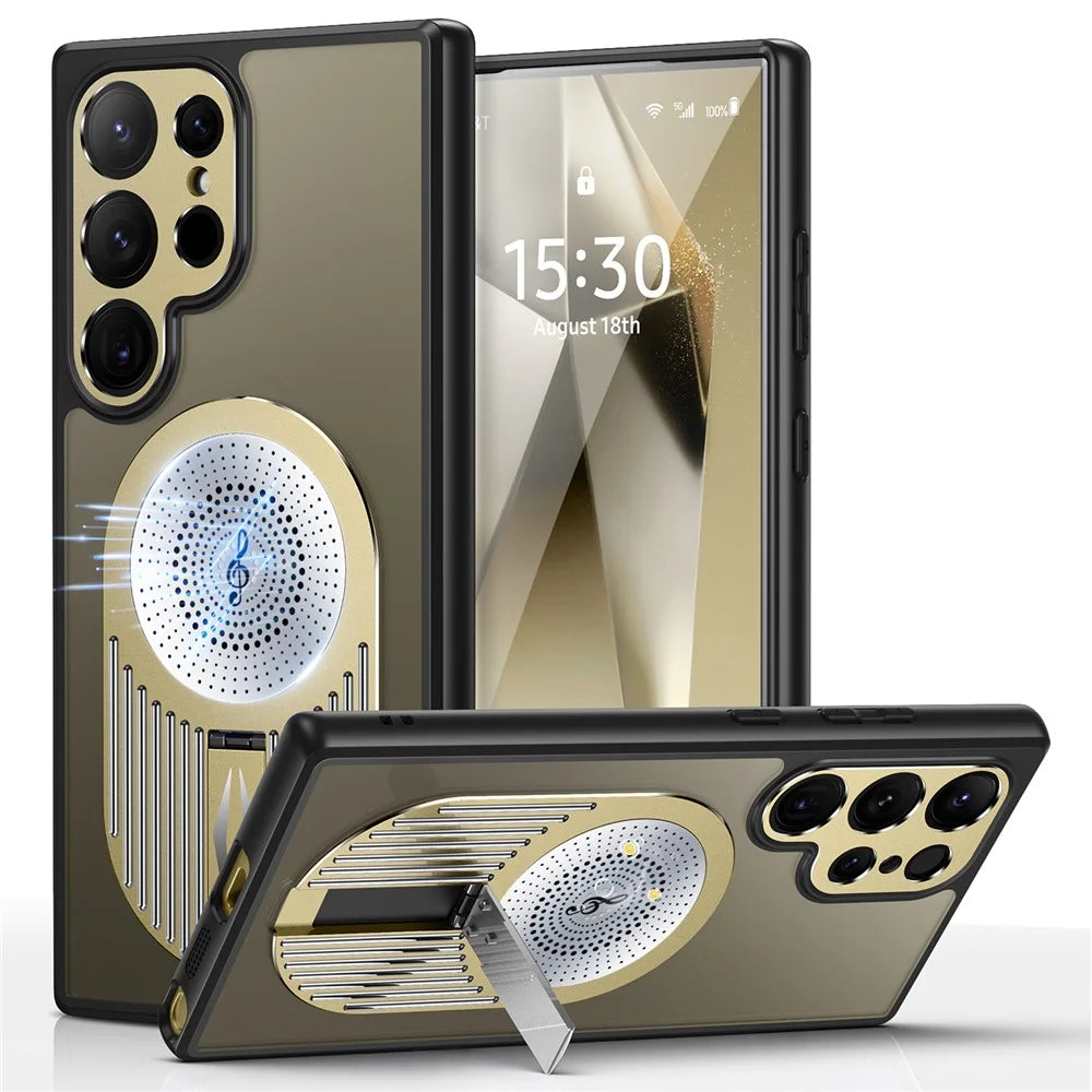For Samsung Galaxy S22 Ultra 5G Case Graphene Heat Dissipation Phone Case with Aromatherapy Tablet - Gold - 1