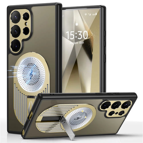 For Samsung Galaxy S22 Ultra 5G Case Graphene Heat Dissipation Phone Case with Aromatherapy Tablet - Gold - 1