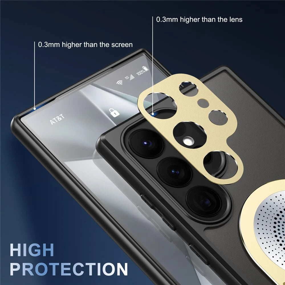 For Samsung Galaxy S22 Ultra 5G Case Graphene Heat Dissipation Phone Case with Aromatherapy Tablet - Gold - 5