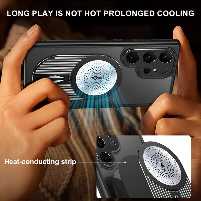 For Samsung Galaxy S24 Ultra Case Graphene Heat Dissipation Design Silicone+PC Phone Cover - Black - 7