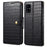 For Samsung Galaxy A51 4G SM-A515 Wallet Case PU Leather Crocodile Texture Phone Cover - Black - 1