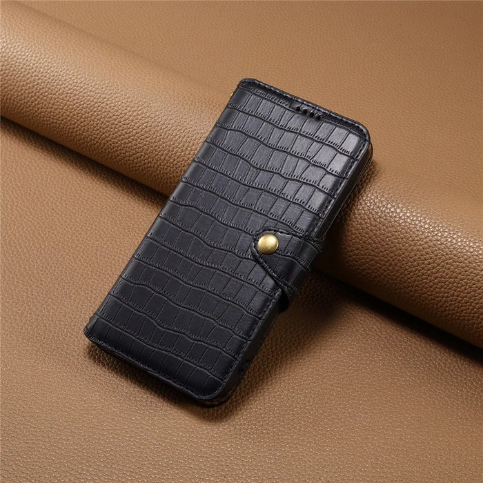 For Samsung Galaxy A51 4G SM-A515 Wallet Case PU Leather Crocodile Texture Phone Cover - Black - 7