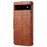 Phone Cover for Google Pixel 6a Crocodile Texture PU Leather Wallet Phone Case with Folding Stand - Brown - 6
