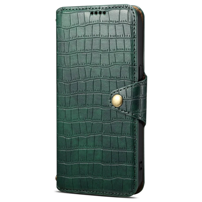 For iPhone 13 Pro Max Leather Cover Crocodile Texture Anti-Drop Wallet Phone Case - Green - 5