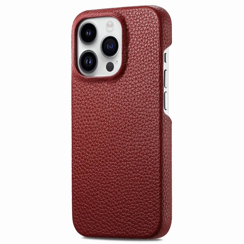 Y1 For iPhone 14 Pro Case Litchi Texture Leather+PC Anti-fingerprint Protective Shell - Red - 2