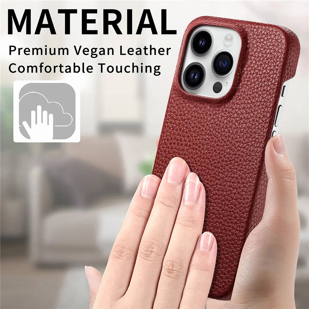 Y1 For iPhone 14 Pro Case Litchi Texture Leather+PC Anti-fingerprint Protective Shell - Red - 7
