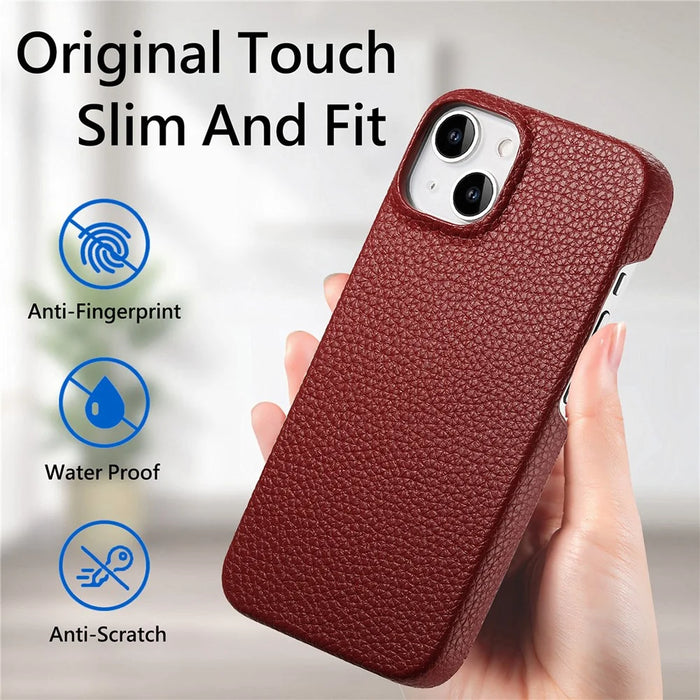 Y1 For iPhone 14 Plus Case Anti-scratch Litchi Texture PU Leather Coated PC Phone Cover - Red - 5
