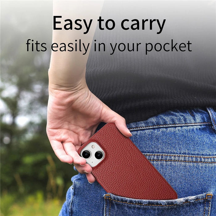 Y1 For iPhone 14 Plus Case Anti-scratch Litchi Texture PU Leather Coated PC Phone Cover - Red - 6