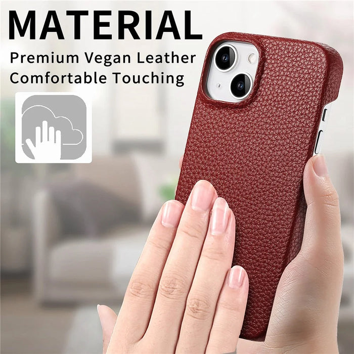 Y1 For iPhone 14 Plus Case Anti-scratch Litchi Texture PU Leather Coated PC Phone Cover - Red - 7