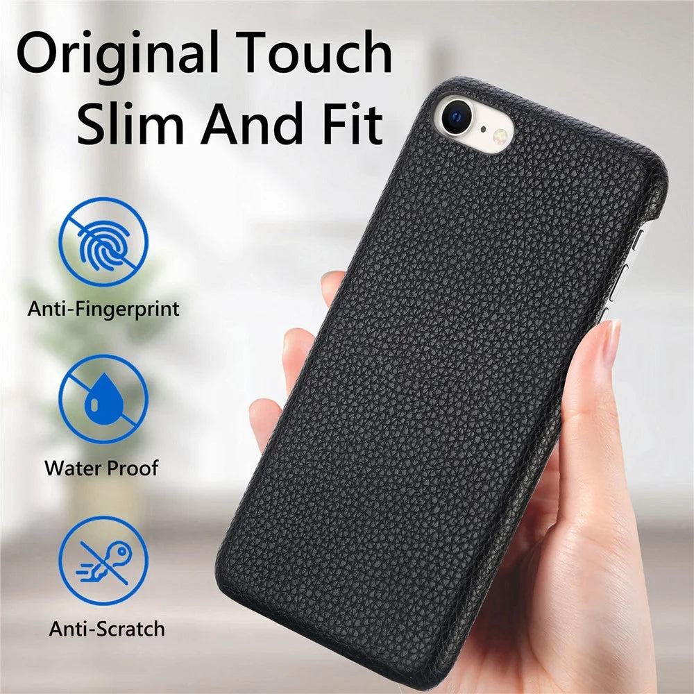 Y1 For iPhone 7 / 8 / SE (2020) / SE (2022) Case Litchi Texture Drop Proof PU Leather Coated PC Phone Cover - Black - 5