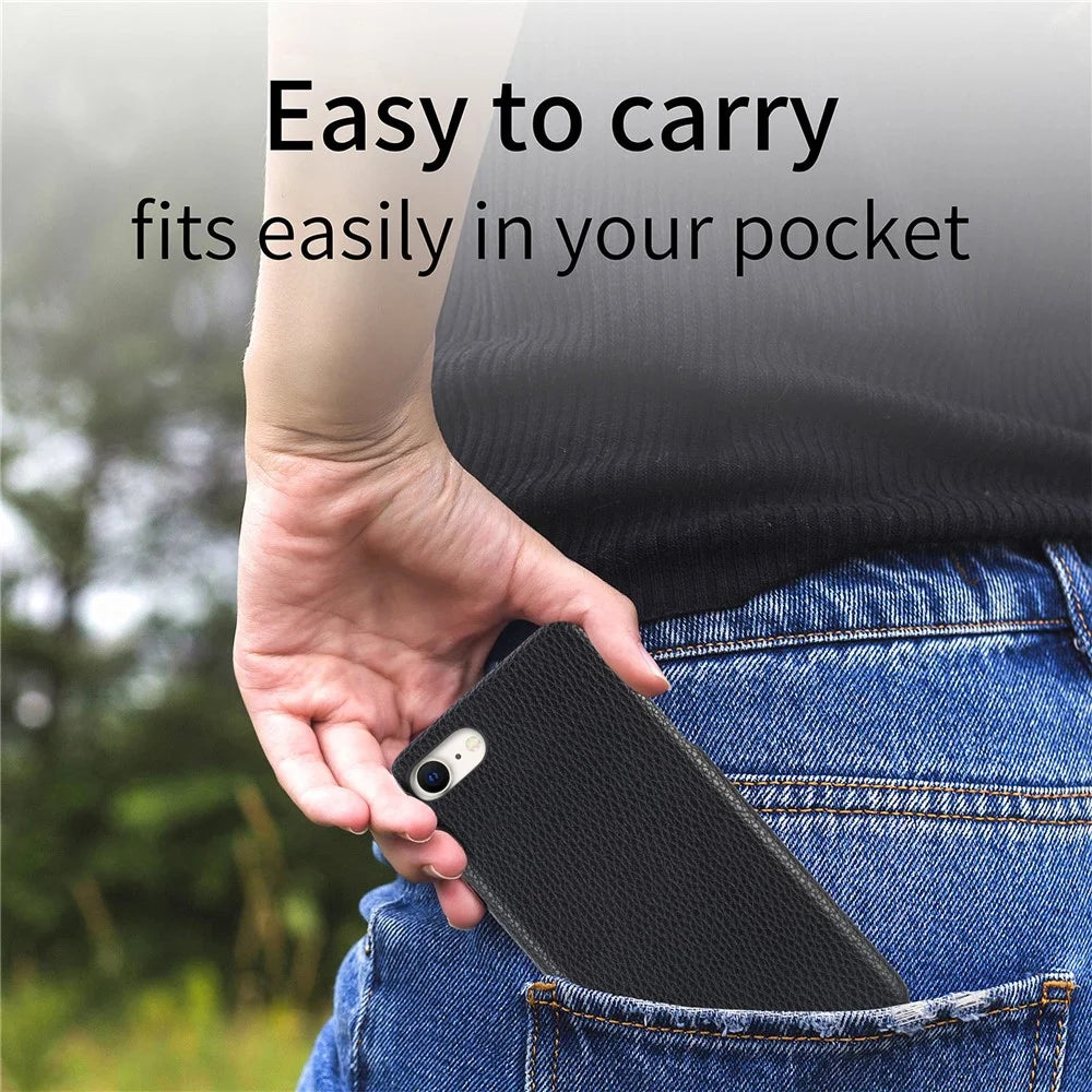 Y1 For iPhone 7 / 8 / SE (2020) / SE (2022) Case Litchi Texture Drop Proof PU Leather Coated PC Phone Cover - Black - 6