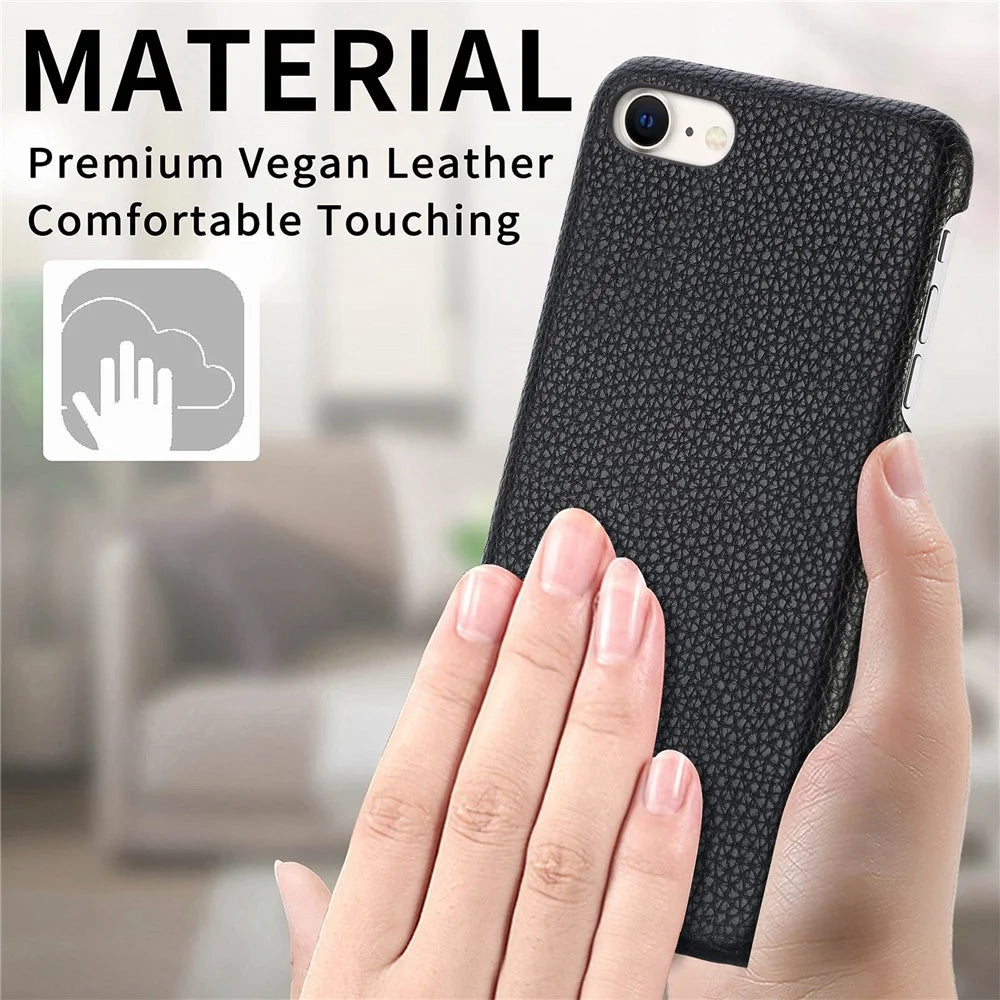 Y1 For iPhone 7 / 8 / SE (2020) / SE (2022) Case Litchi Texture Drop Proof PU Leather Coated PC Phone Cover - Black - 7