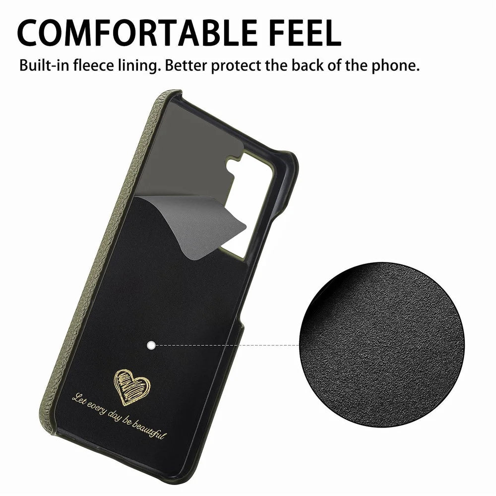 Y1 For Samsung Galaxy S21 FE 5G Case Anti-Scratch Litchi Texture PU+PC Phone Cover - Midnight Green - 4