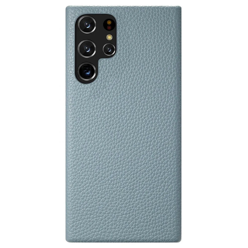Y1 For Samsung Galaxy S22 Ultra 5G Slim Case Litchi Texture PU+PC Phone Cover - Baby Blue - 2