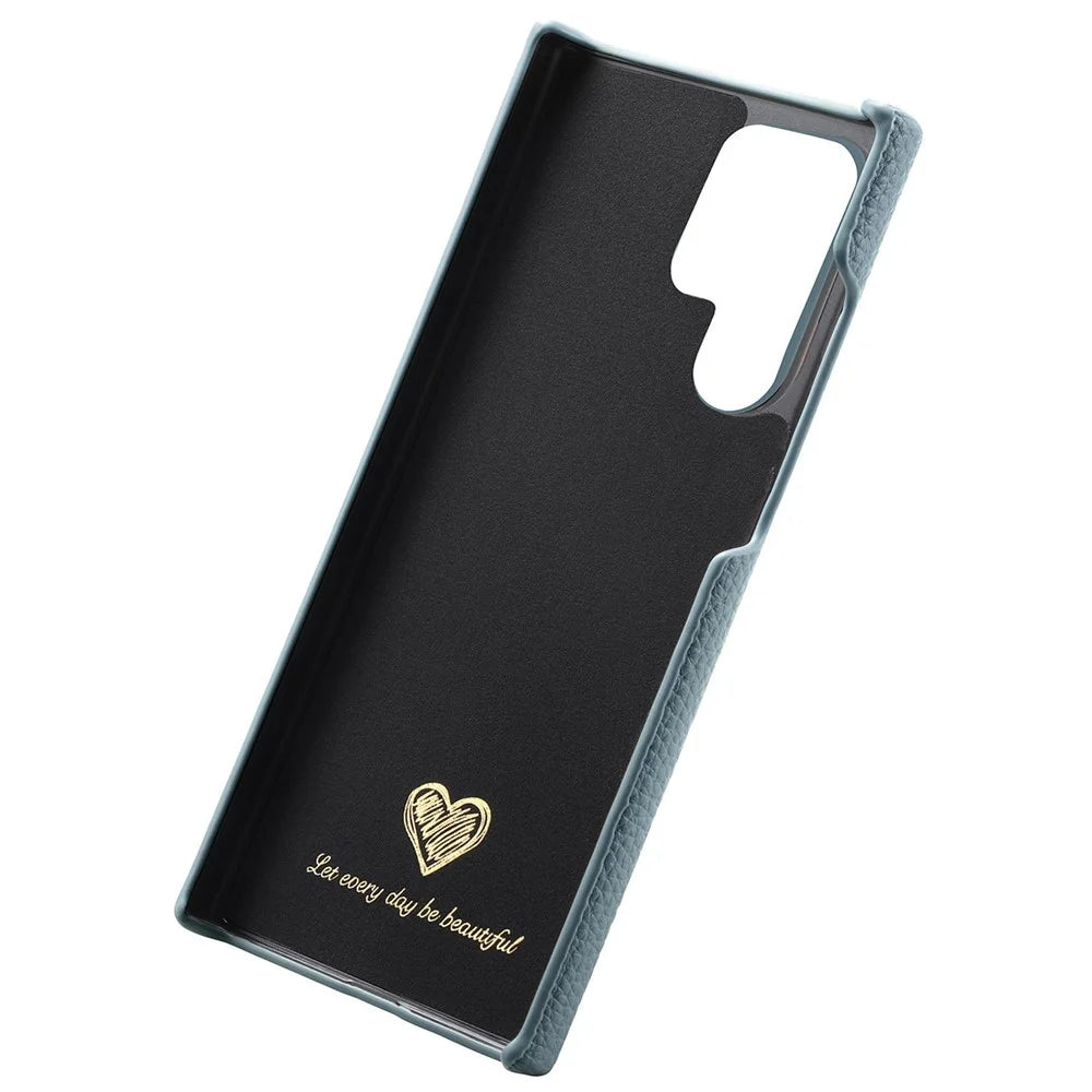 Y1 For Samsung Galaxy S22 Ultra 5G Slim Case Litchi Texture PU+PC Phone Cover - Baby Blue - 3