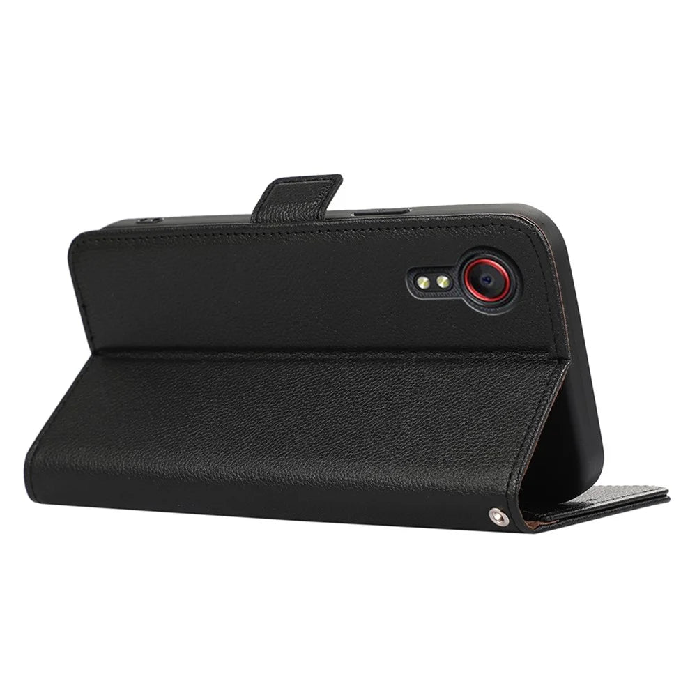 ABEEL For Samsung Galaxy Xcover7 Case RFID Blocking PU Leather Phone Cover Adjustable Stand - Black - 3