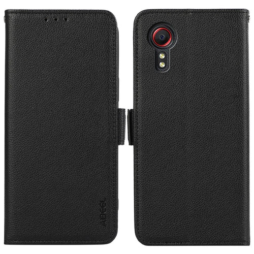 ABEEL For Samsung Galaxy Xcover 5 Leather Case RFID Blocking Litchi Texture Wallet Phone Cover - Black - 1