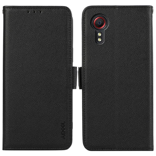 ABEEL For Samsung Galaxy Xcover 5 Leather Case RFID Blocking Litchi Texture Wallet Phone Cover - Black - 1
