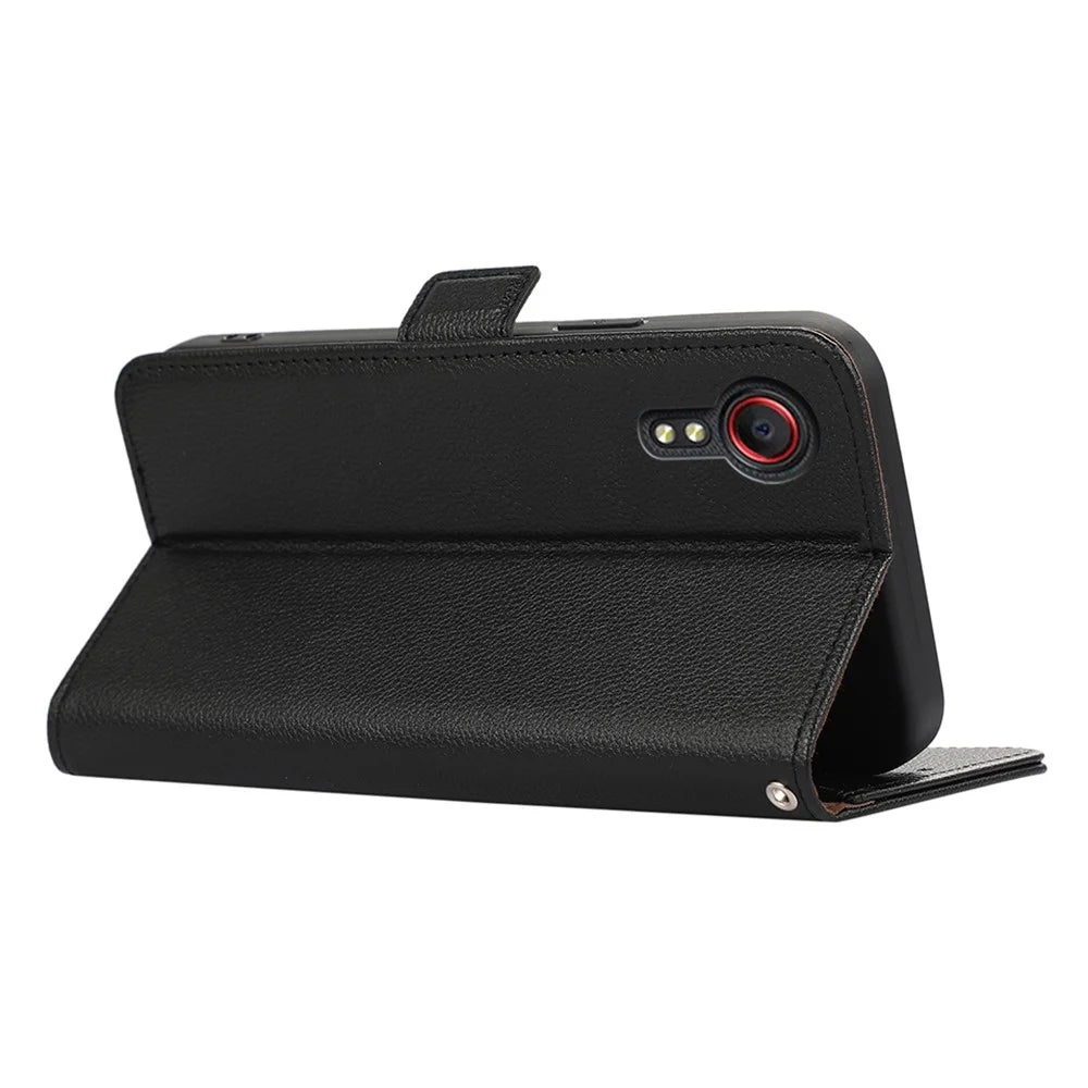 ABEEL For Samsung Galaxy Xcover 5 Leather Case RFID Blocking Litchi Texture Wallet Phone Cover - Black - 3