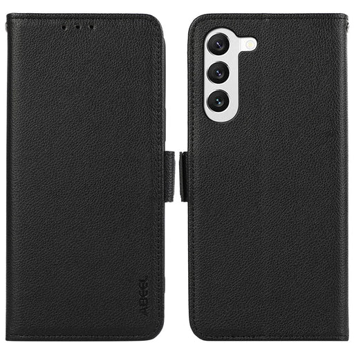 ABEEL For  Samsung Galaxy S22 5G Case Litchi Texture RFID Blocking Phone Leather Cover - Black - 1