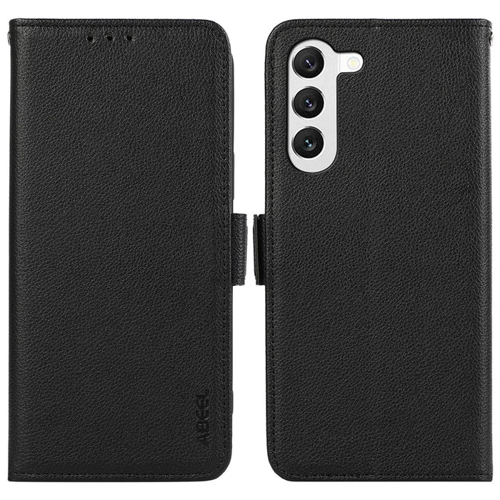 ABEEL For  Samsung Galaxy S22 5G Case Litchi Texture RFID Blocking Phone Leather Cover - Black - 1
