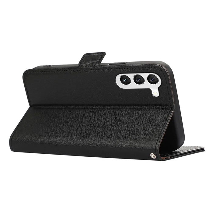 ABEEL For  Samsung Galaxy S22 5G Case Litchi Texture RFID Blocking Phone Leather Cover - Black - 3