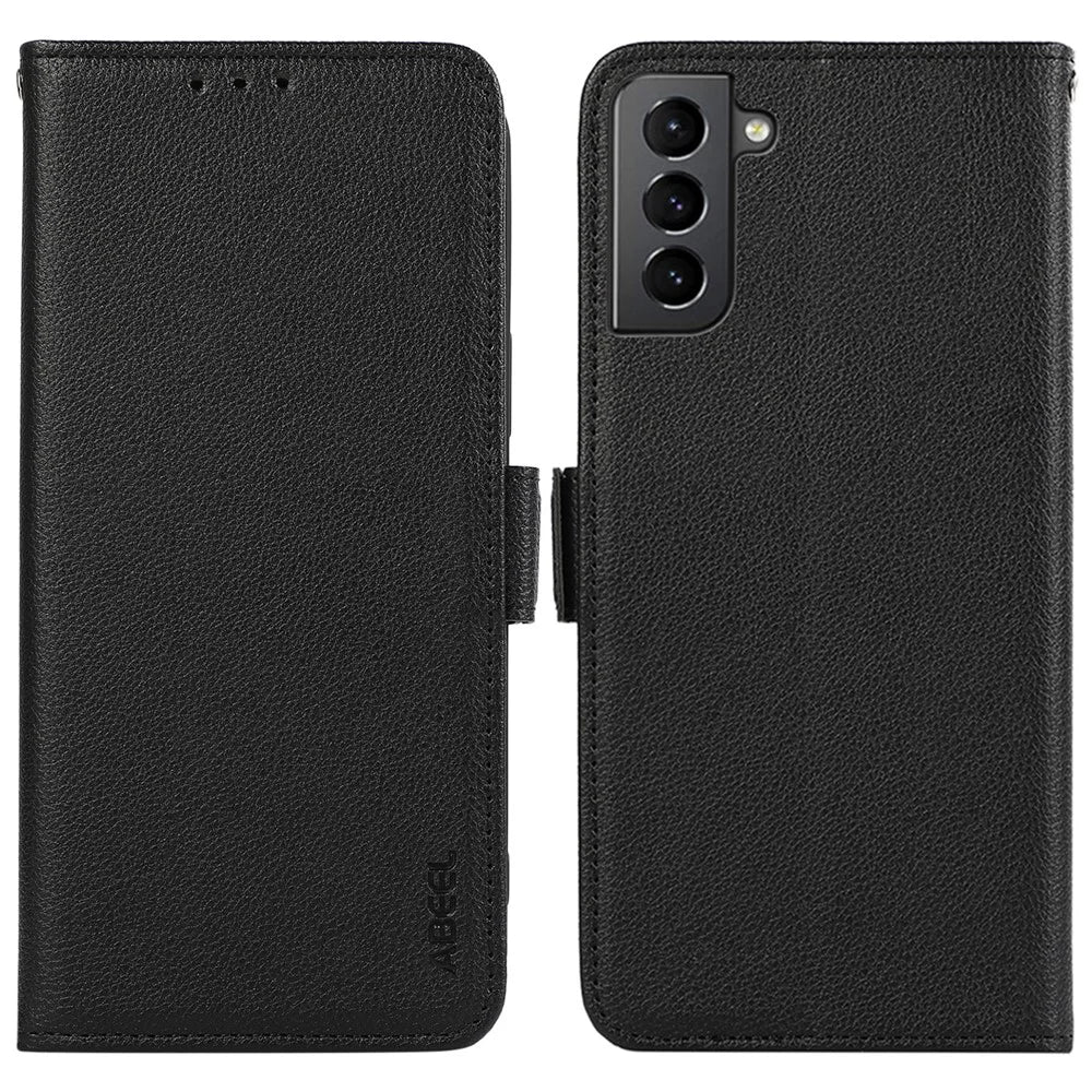 ABEEL For Samsung Galaxy S21+ 5G Case RFID Blocking Stand Folio Leather Phone Cover - Black - 1